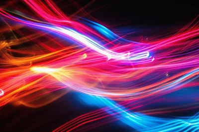 Abstract Light Trails With Vibrant Neon Colors