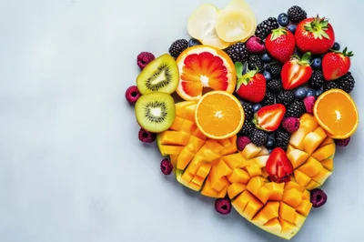 Heart Shaped Fruit Platter With Mango And Berries