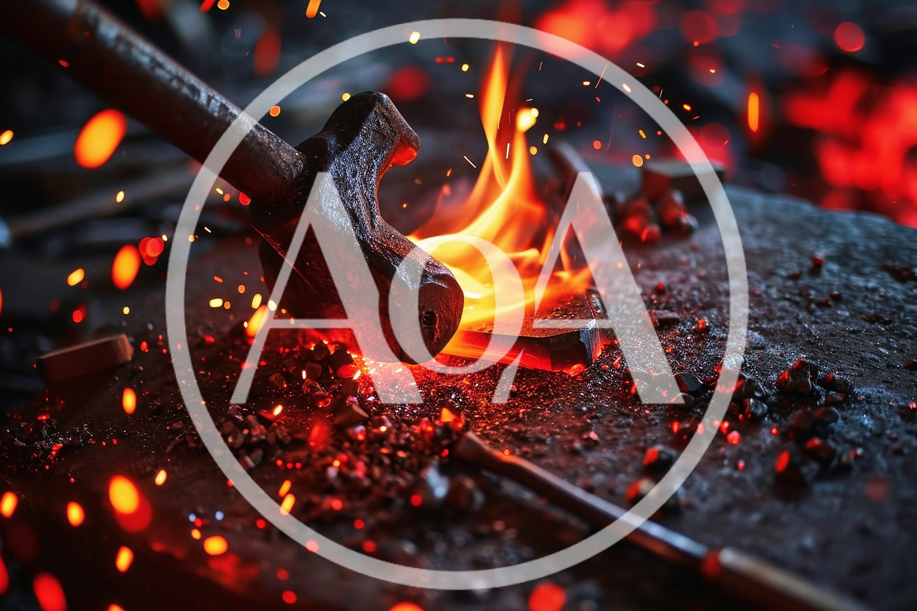 Blacksmith Hammering Glowing Hot Metal on Anvil