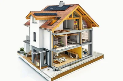Cross Sectional View Of A Modern Residential House
