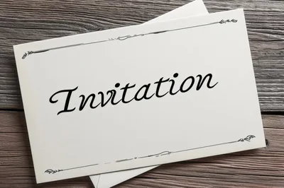 Elegant Invitation Card On A Rustic Wooden Background