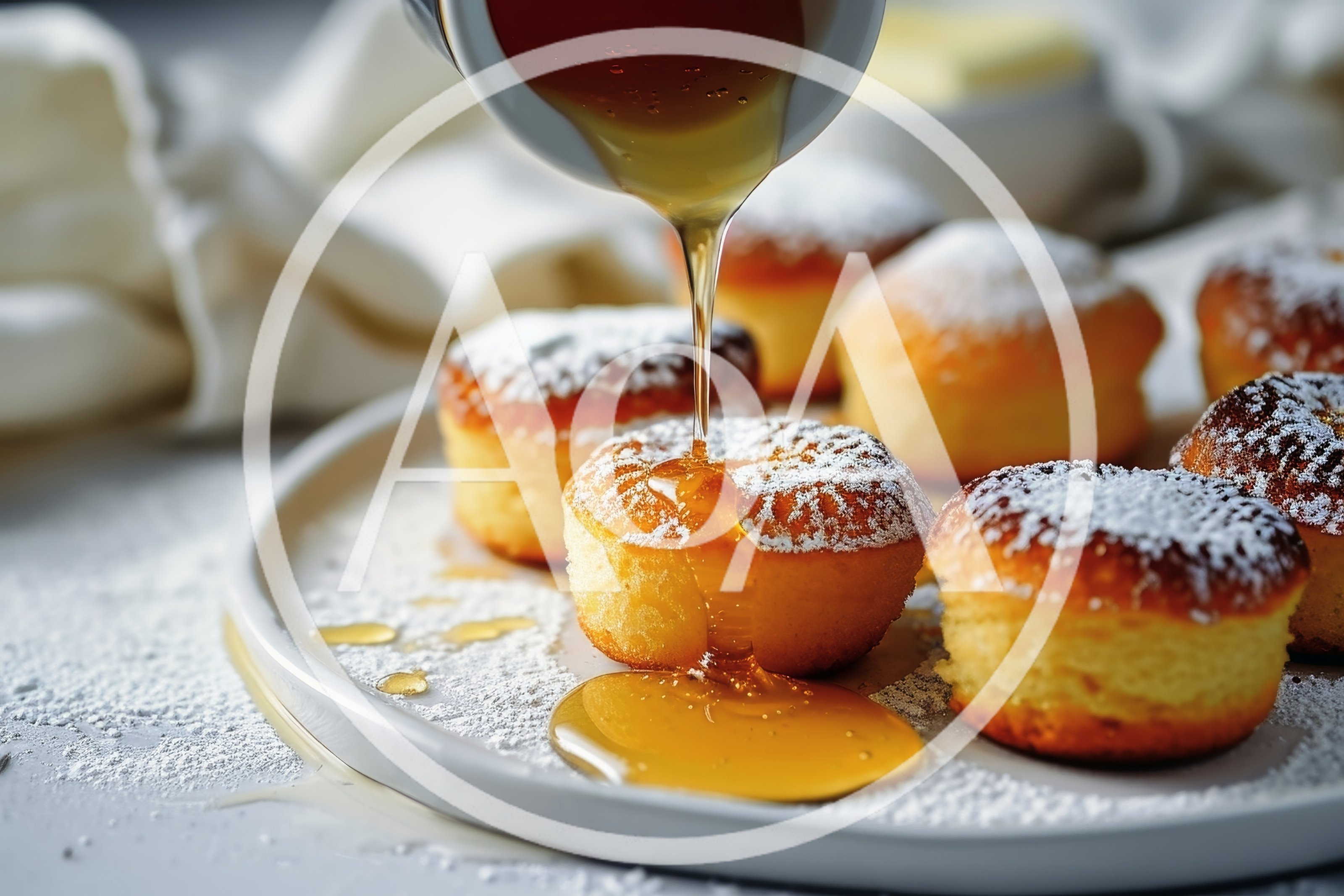 Honey Being Poured Over Freshly Baked Mini Cakes