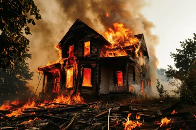Old Victorian House Engulfed In Intense Fire