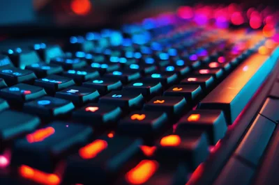 Close Up Of Illuminated Mechanical Gaming Keyboard