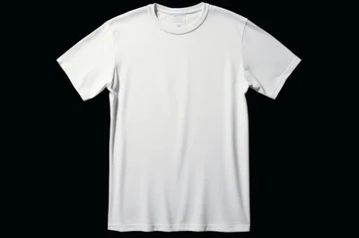 White Crew Neck T-Shirt On Black Background