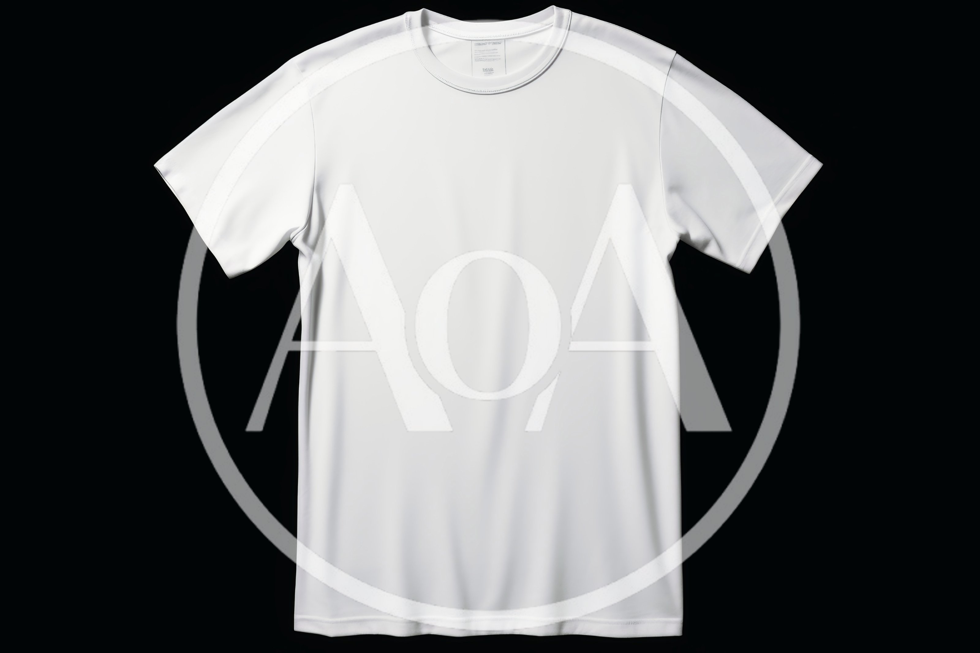 White Crew Neck T-Shirt On Black Background