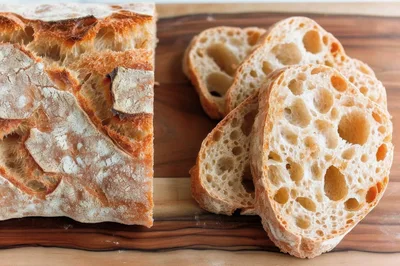 Freshly Baked Sourdough Bread Loaf And Slices