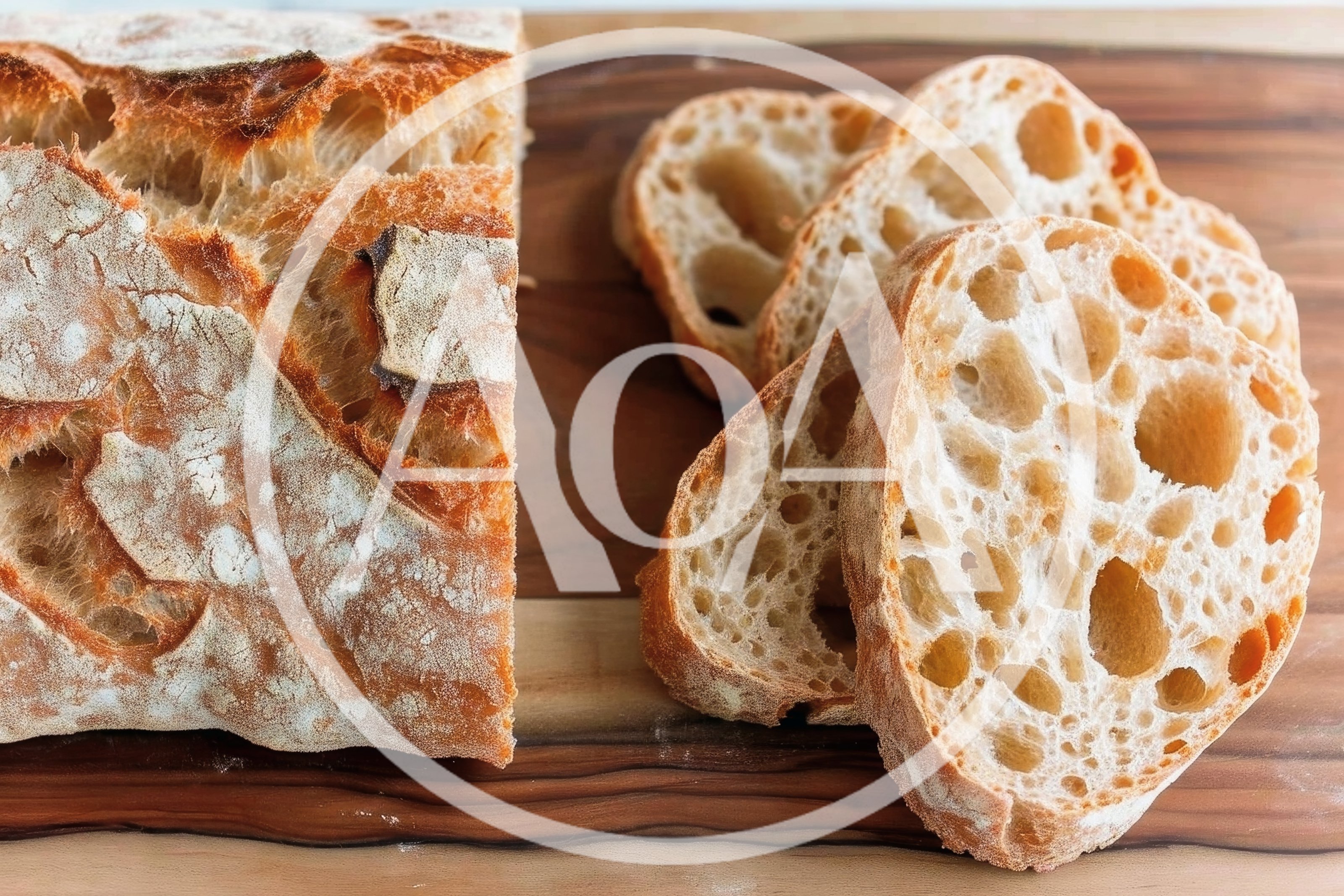Freshly Baked Sourdough Bread Loaf And Slices
