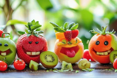 Creative Fruit and Vegetable Characters with Funny Faces