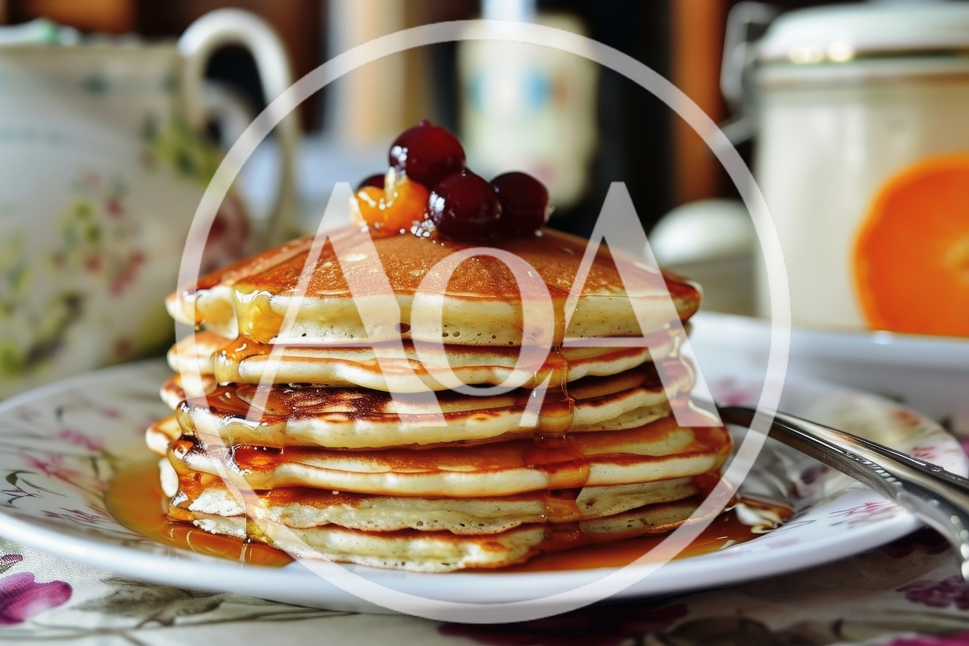 Stack Of Fluffy Pancakes With Syrup And Berries