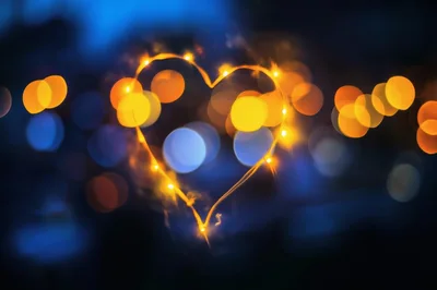 Glowing Heart Shape Made Of Fairy Lights