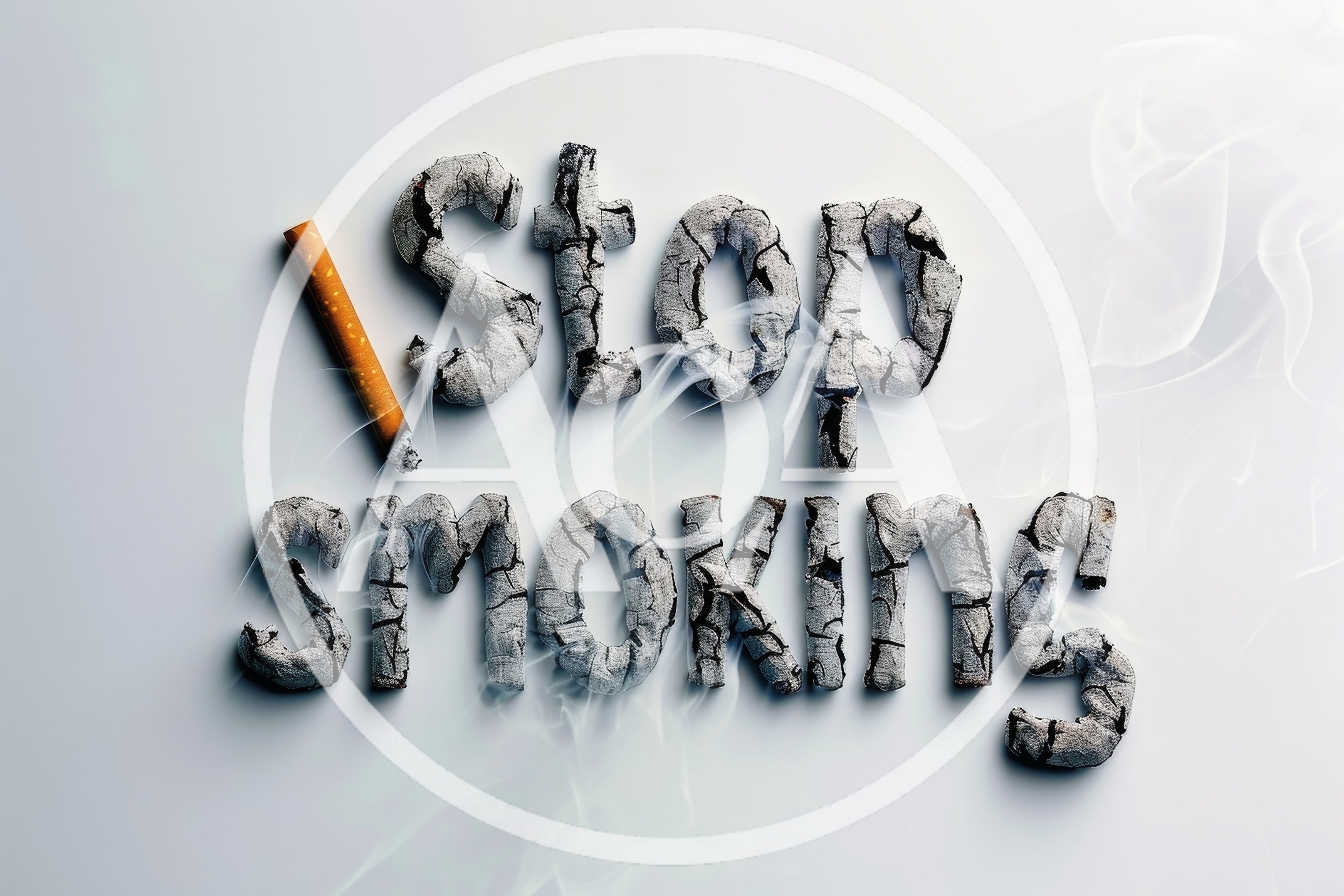 Stop Smoking Text Formed From Cigarette Ash