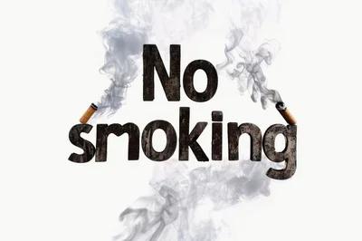 No Smoking Text Concept With Cigarette Smoke