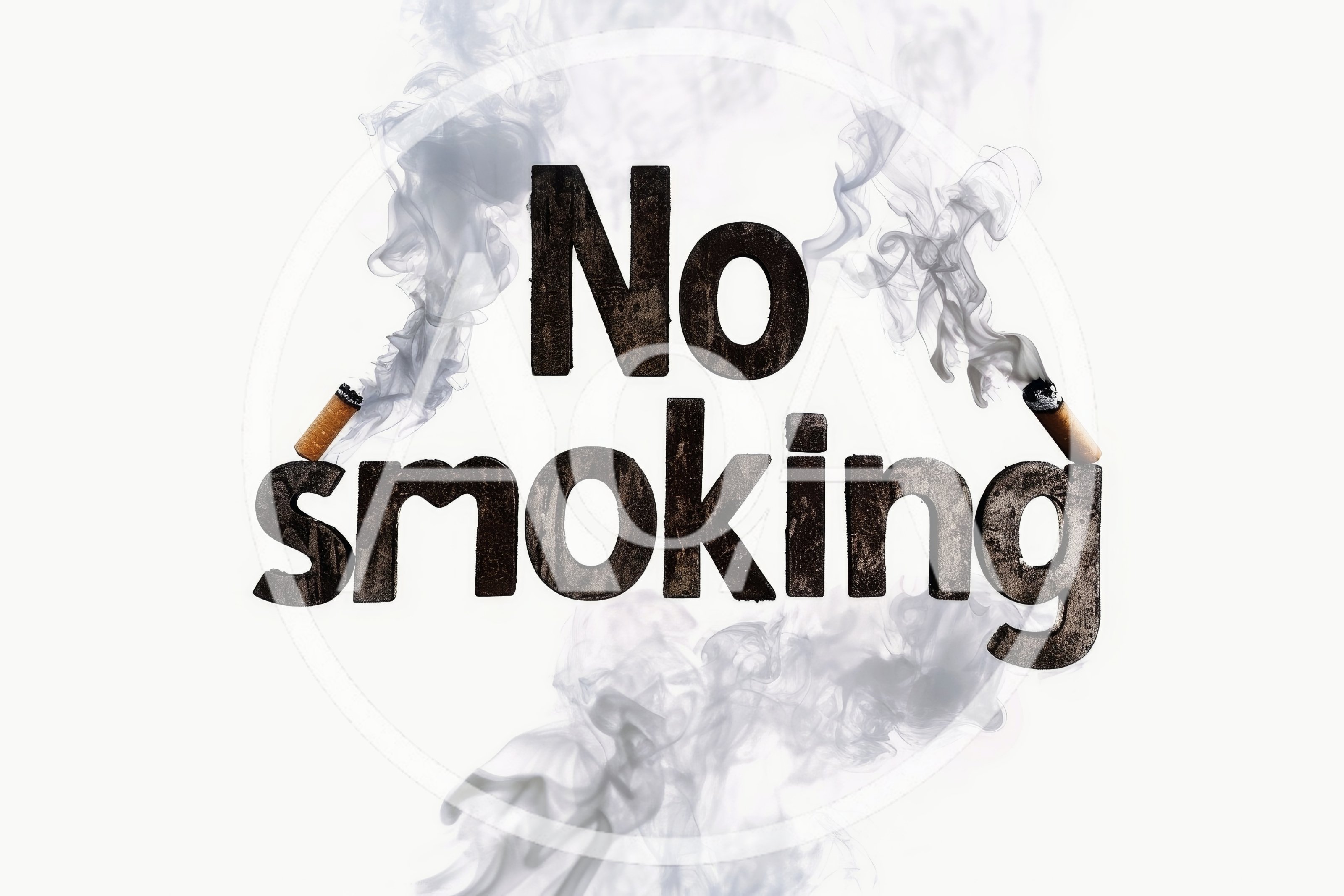 No Smoking Text Concept With Cigarette Smoke