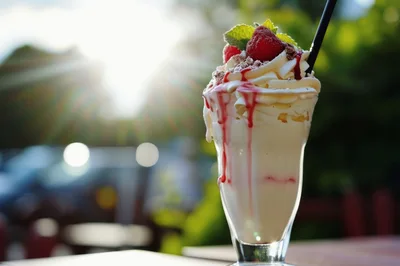 Delicious Strawberry Milkshake With Whipped Cream Topping