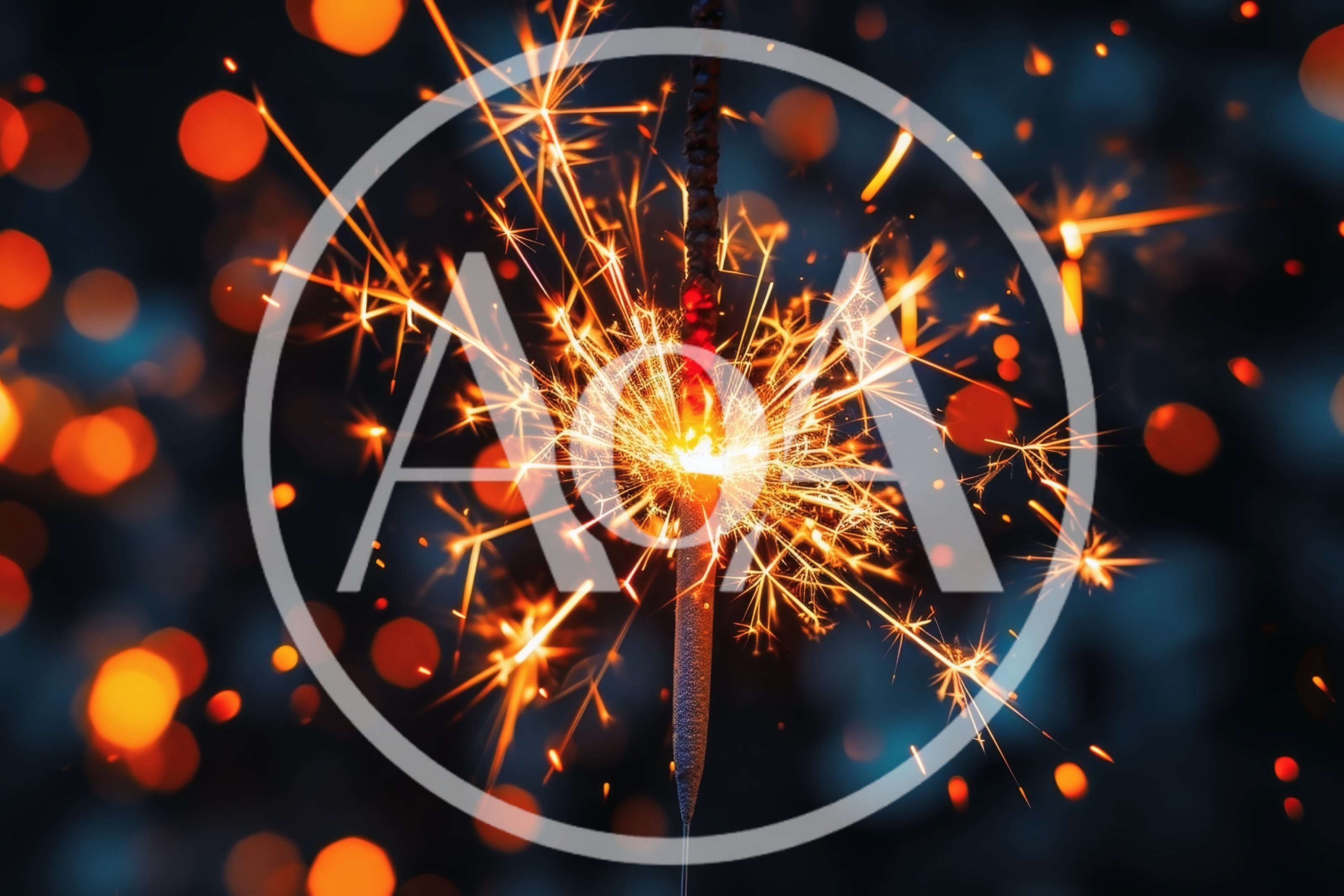 Bright Sparkler Burning Against Dark Blurred Background