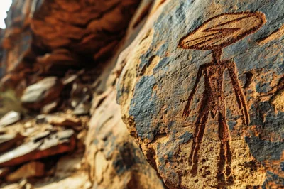 Ancient Petroglyph Carving Of A Humanoid Figure