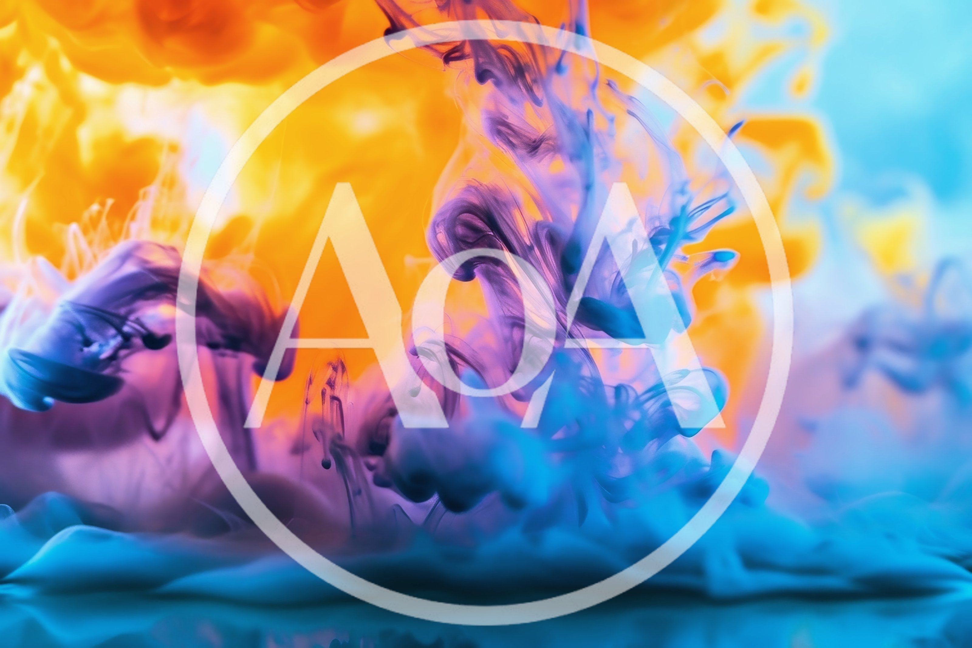 Abstract Blue And Orange Ink Swirls In Water
