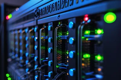 Close Up Of High Performance Server Rack Hardware