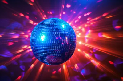 Rotating Disco Ball With Vibrant Light Flares