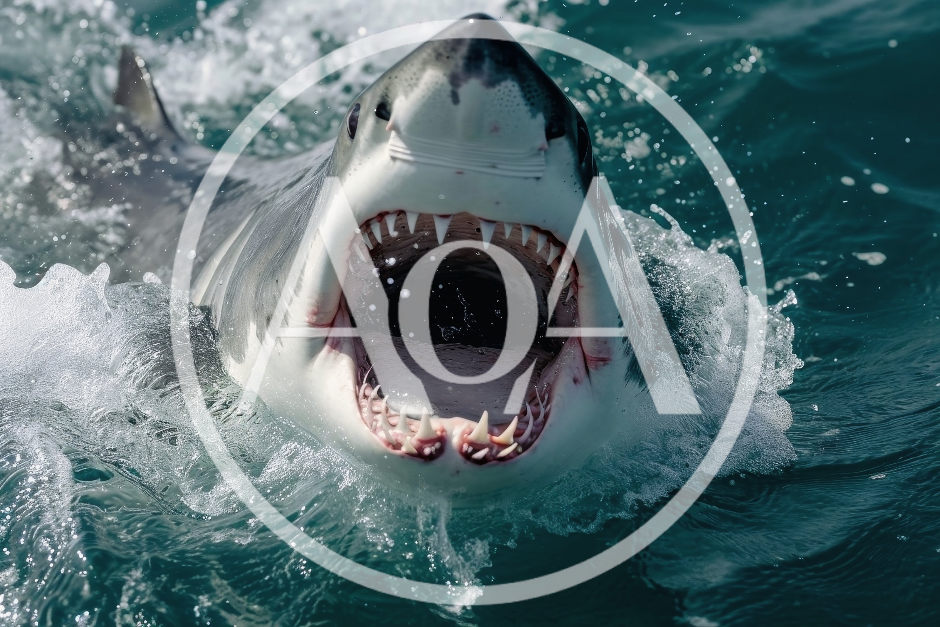 Great White Shark Breaching With Mouth Wide Open