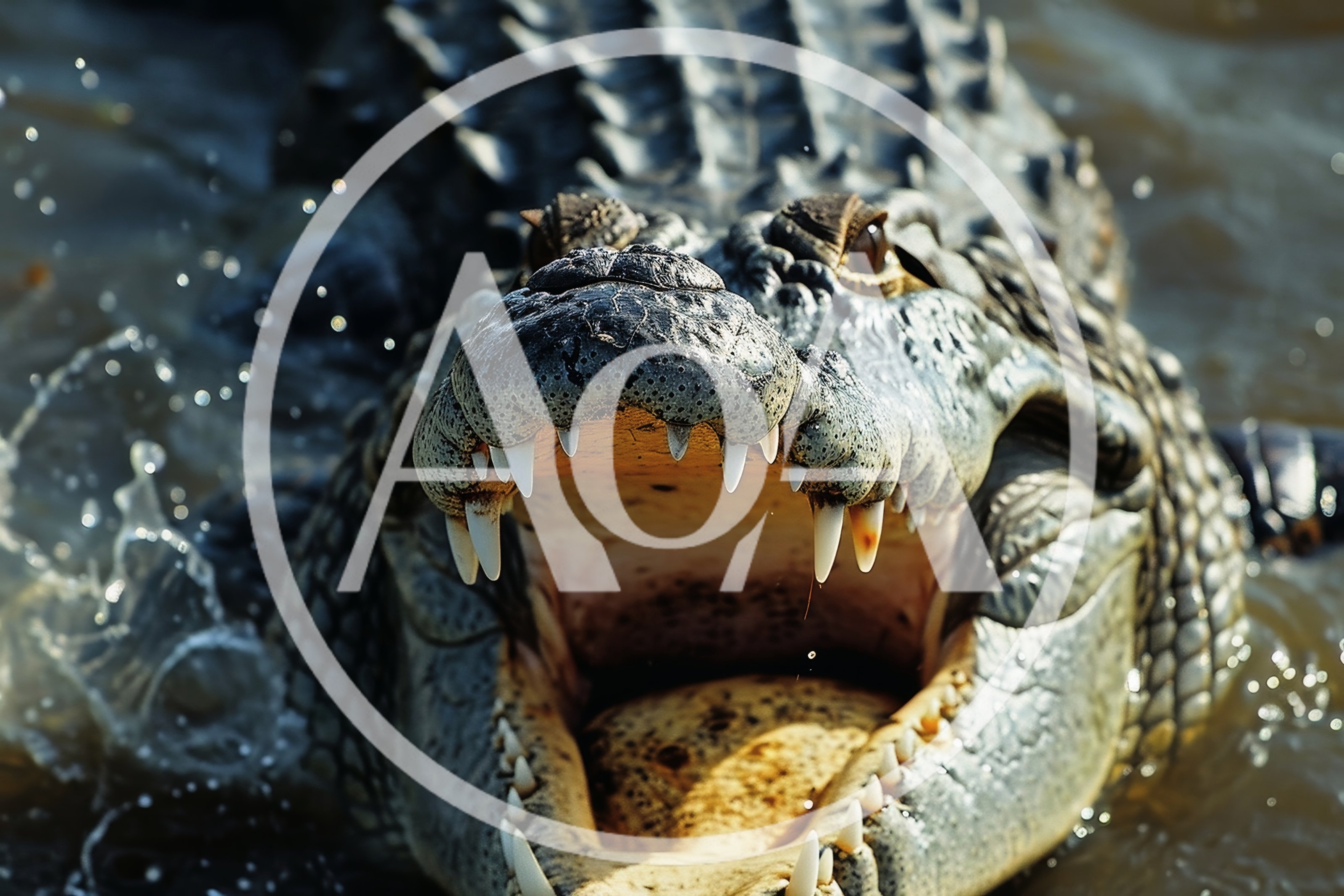 Large American Alligator With Open Mouth In Water