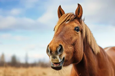 Close Up Portrait Of A Brown Horse