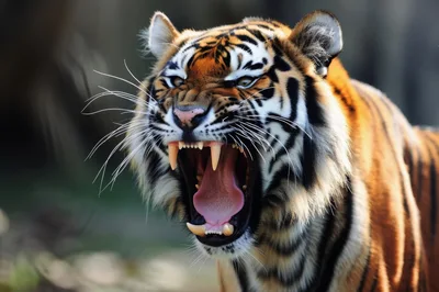 Fierce Tiger Roaring With Mouth Wide Open