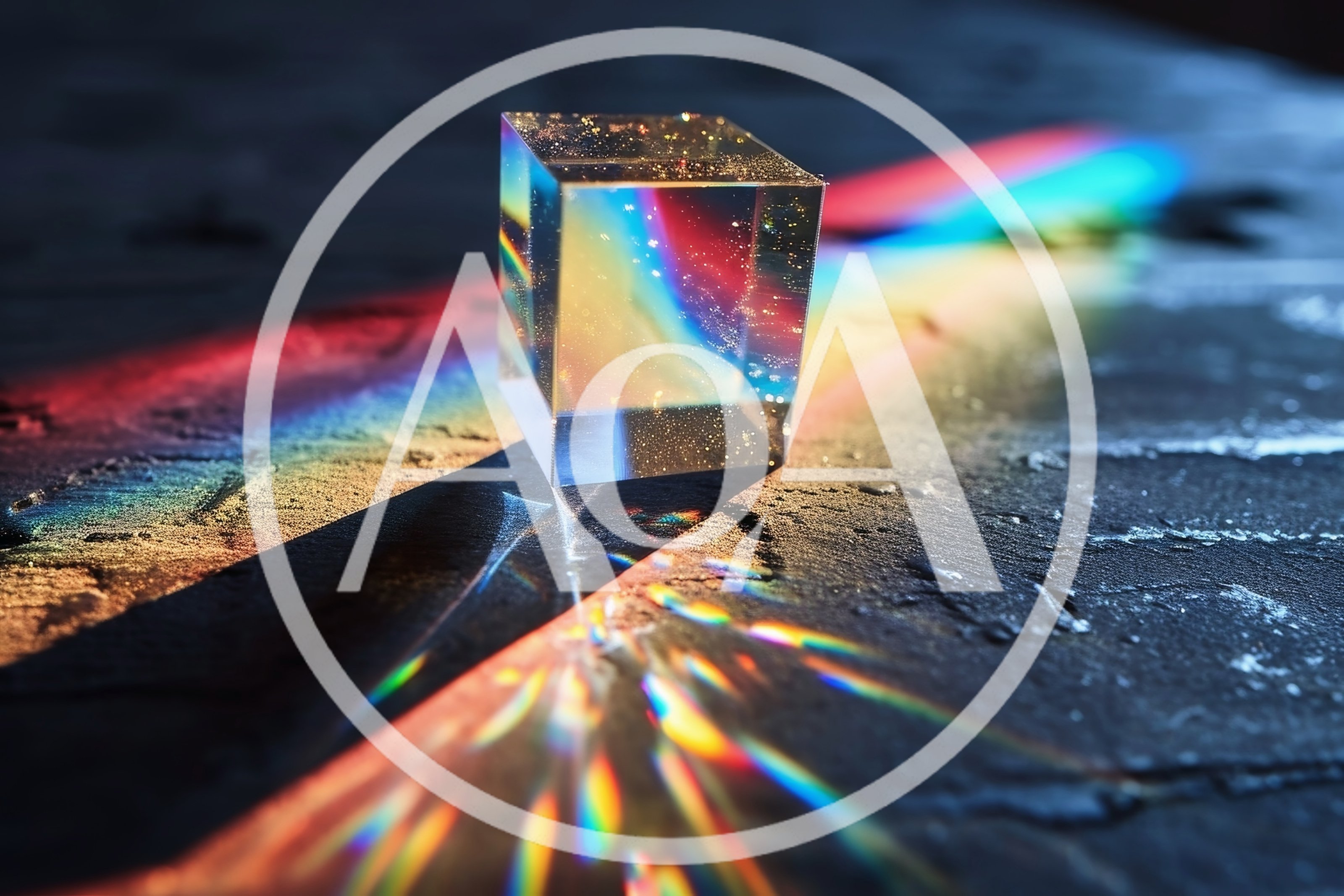 Glass Cube Prism Creating Rainbow Light Refraction