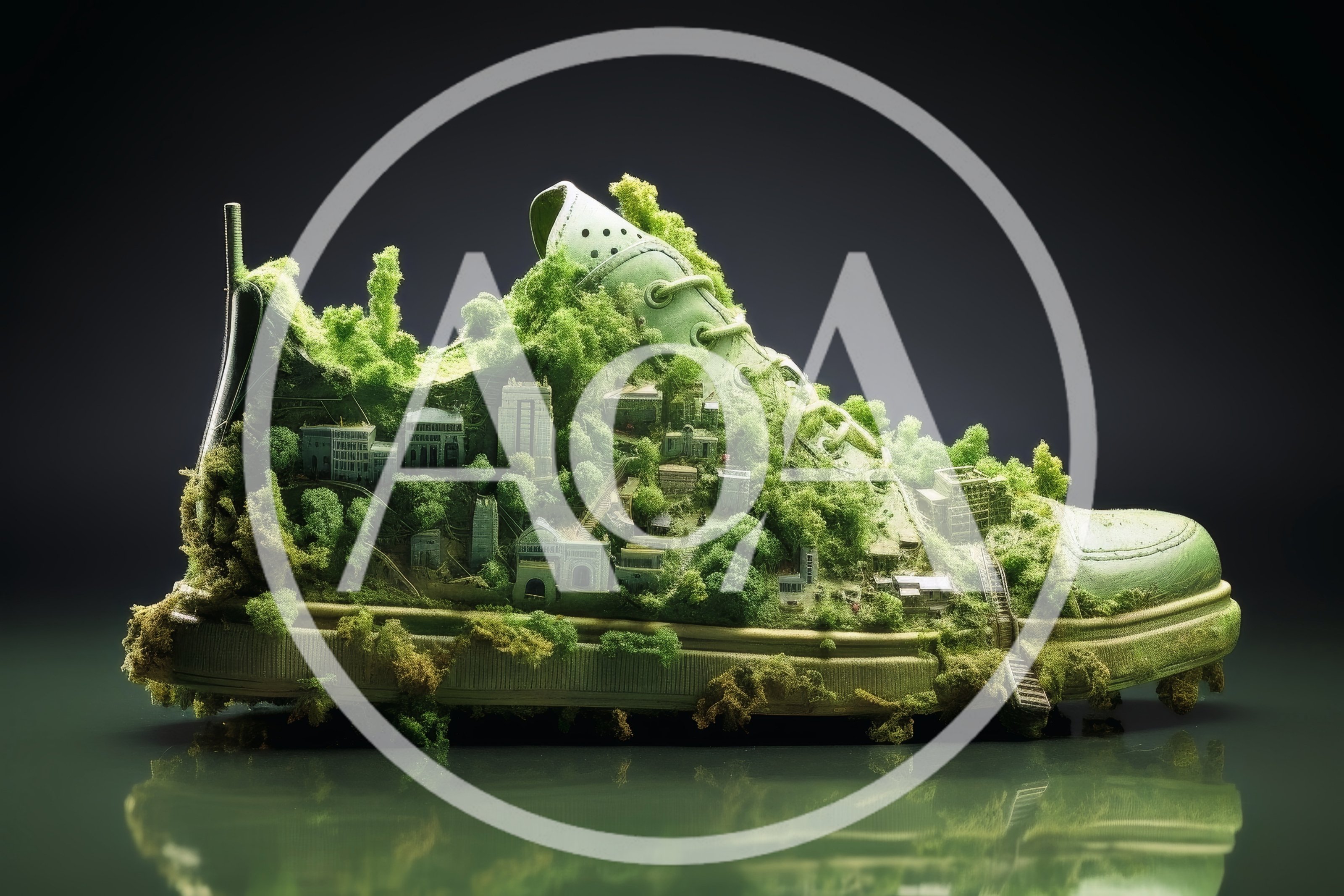 Miniature City Built Inside A Mossy Green Sneaker