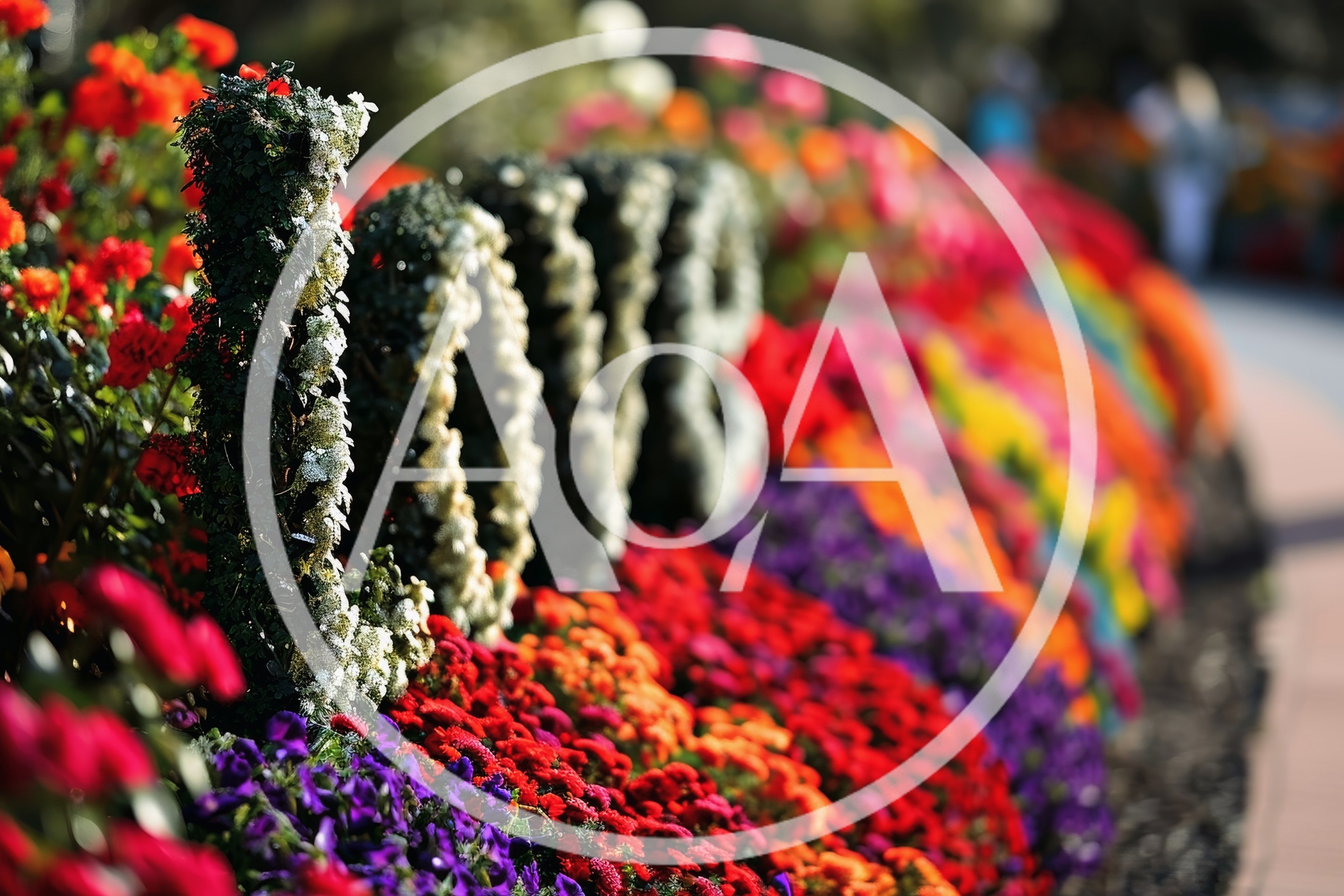 Floral Love Sculpture Display in a Botanical Garden