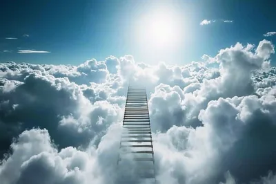 Stairway To Heaven Leading Into Bright Sunlit Clouds