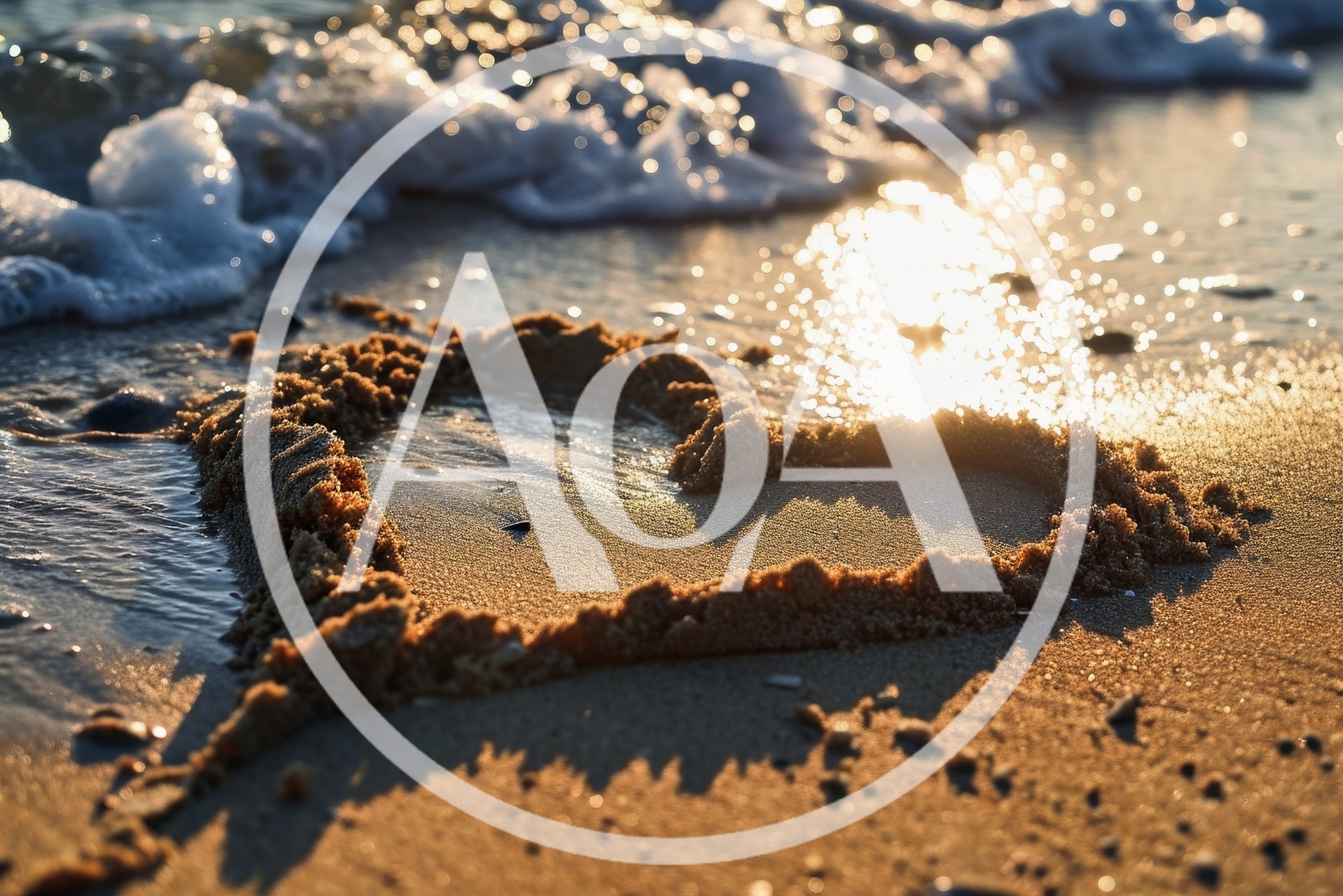 Heart Shape Drawn In Sand On Beach At Sunset