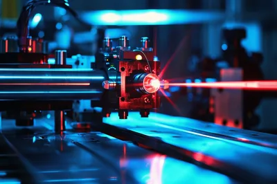 Industrial Laser Cutting Machine Operating In High Tech Facility