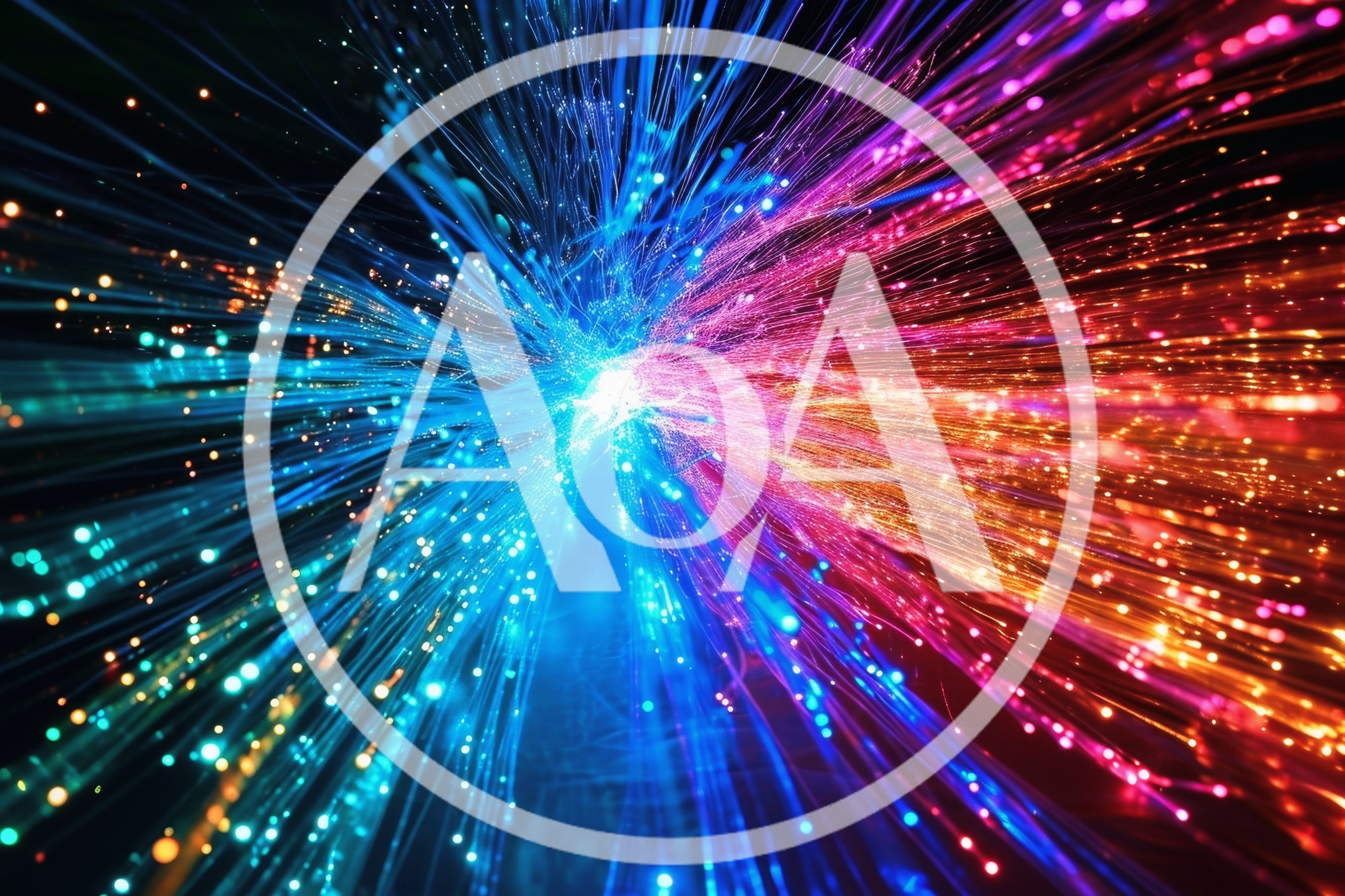 Abstract Fiber Optic Light Trails Bursting Outward