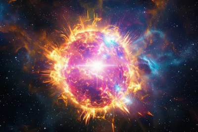 Exploding Star Supernova In Deep Space
