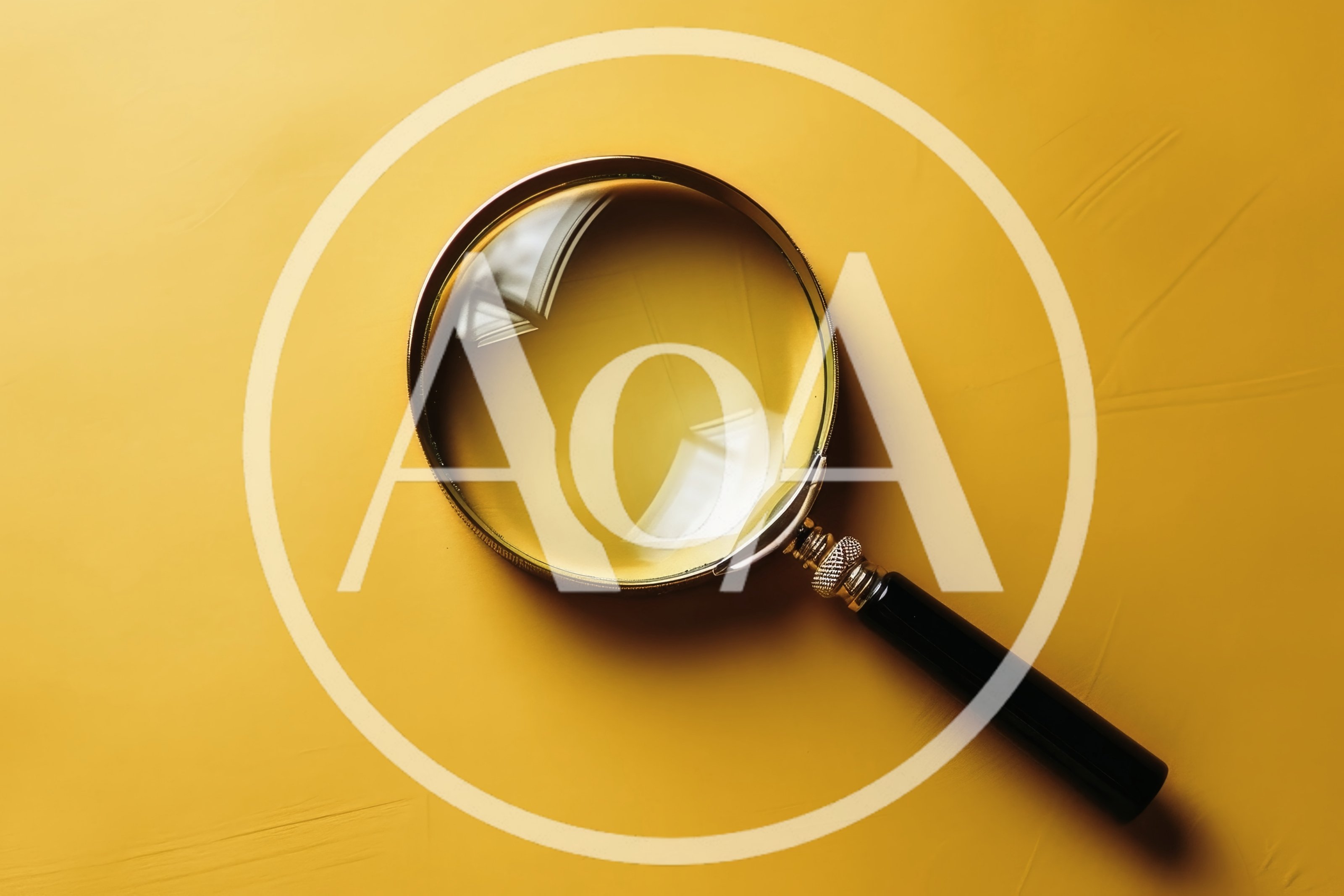 Magnifying Glass Resting On A Solid Yellow Background