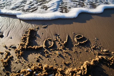 Love Written In The Sand On A Beach