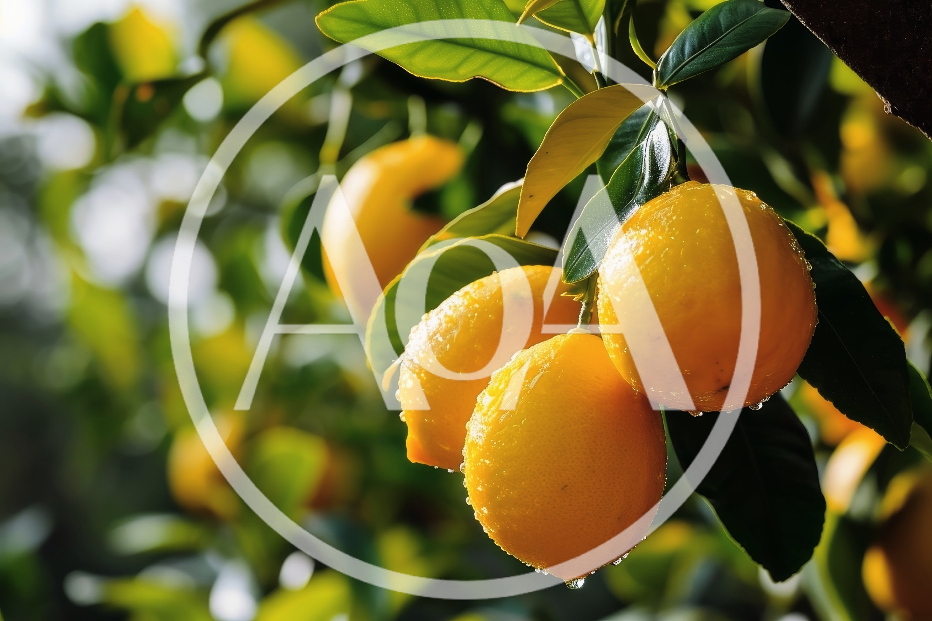 Fresh Ripe Lemons Hanging On A Tree Branch