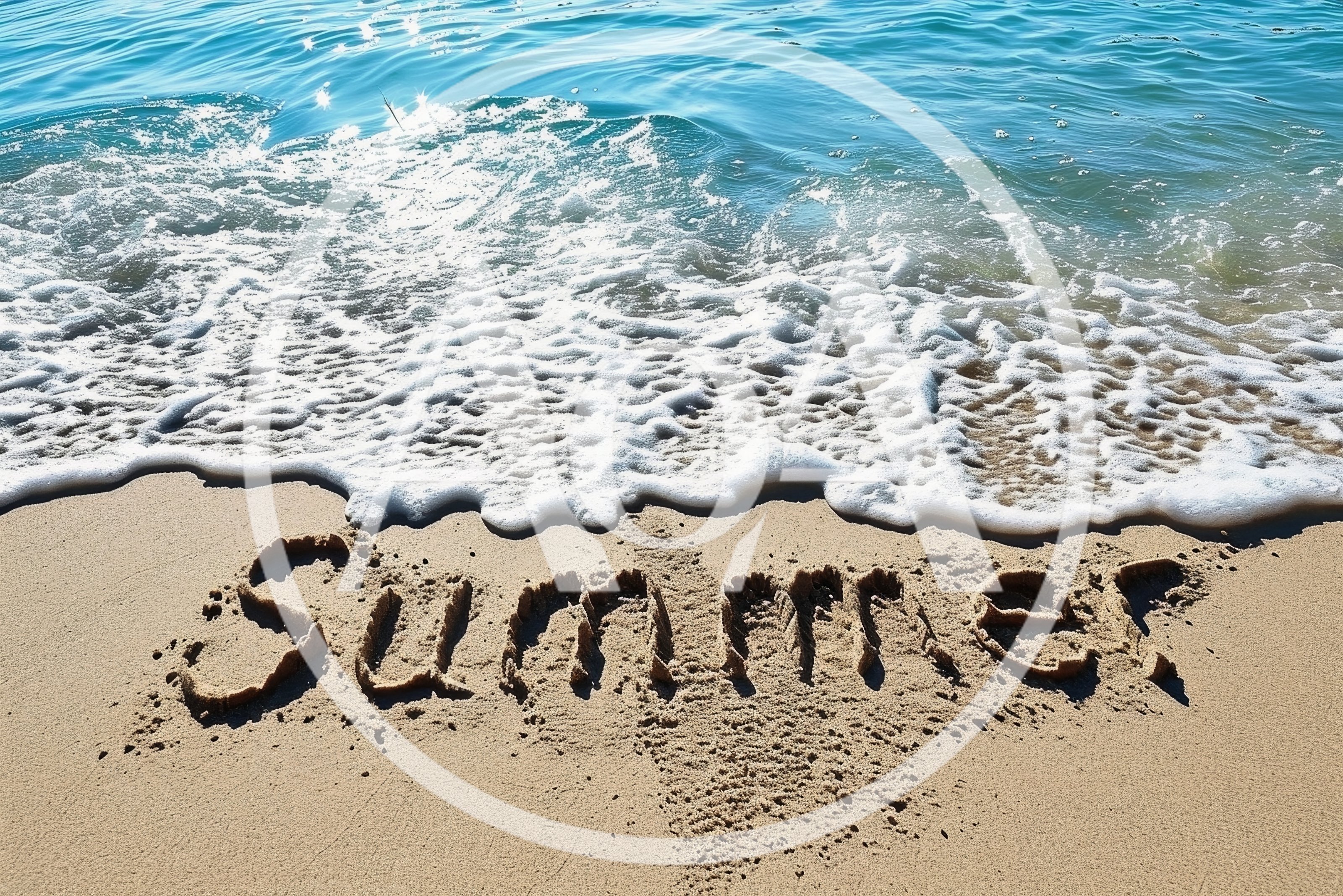 Summer Word Written In The Sand On A Beach