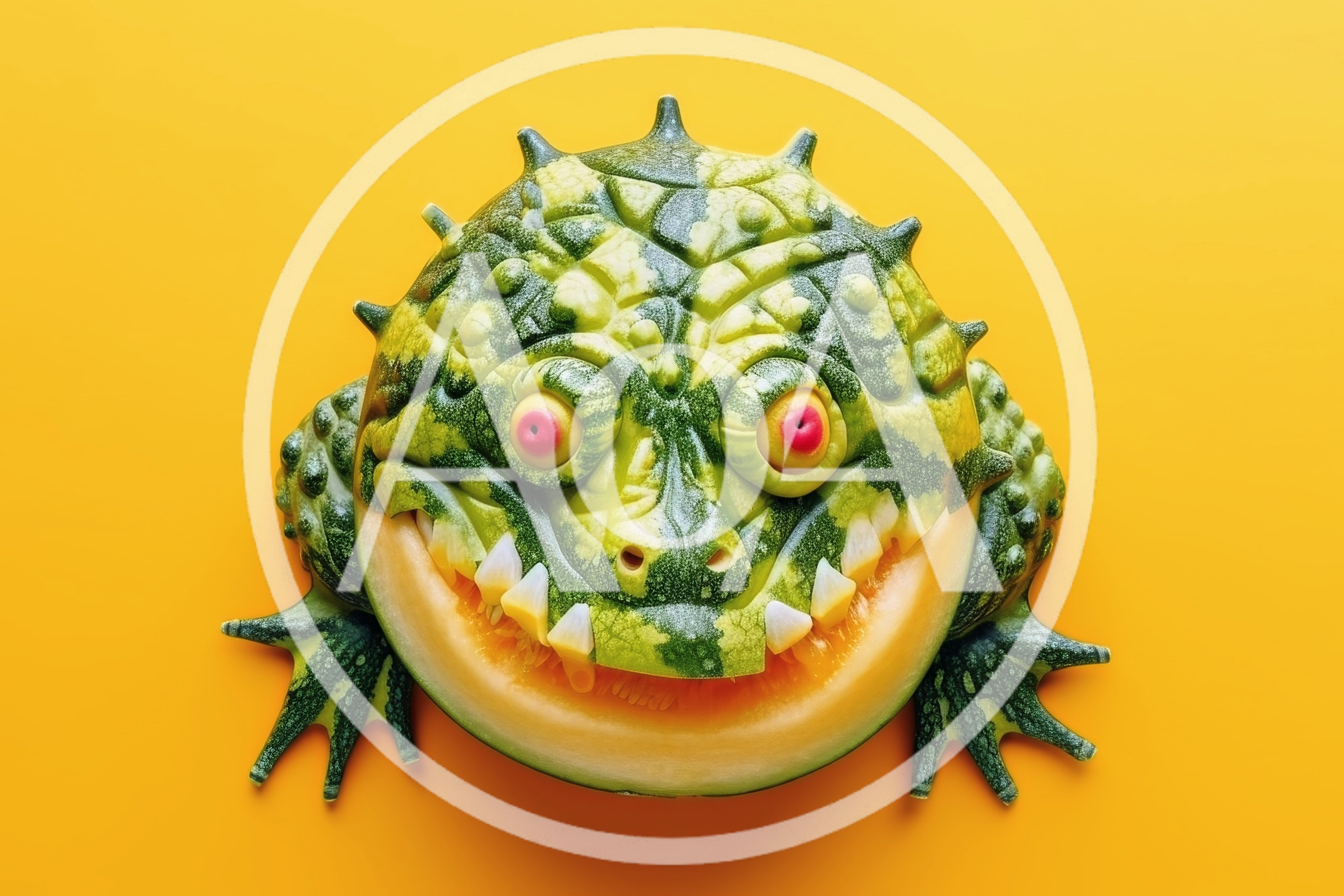 Creative Watermelon Carving Shaped Like A Monster Frog
