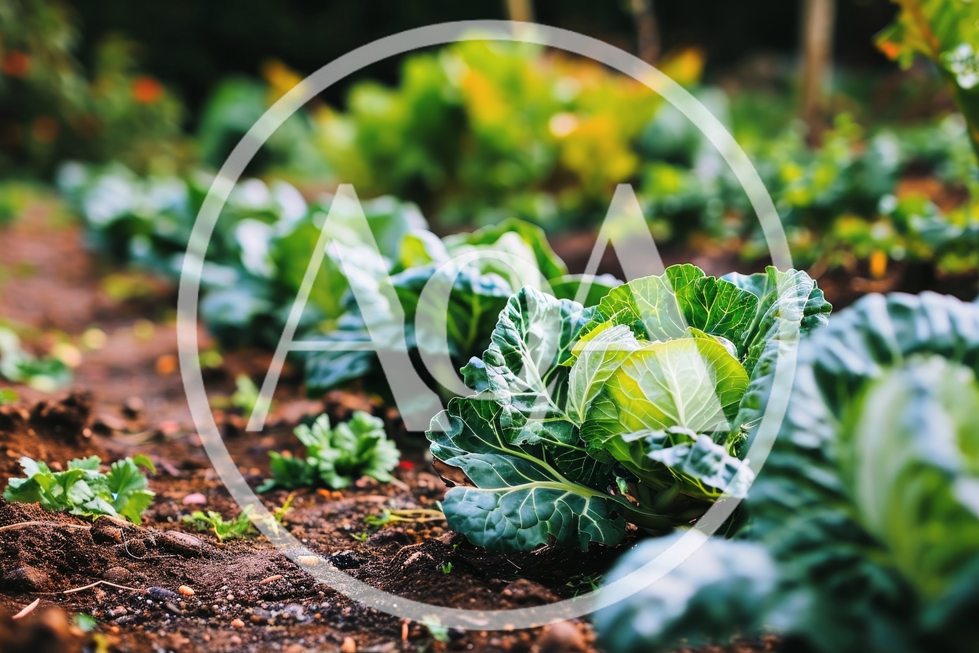 Rows Of Fresh Green Cabbage In A Garden