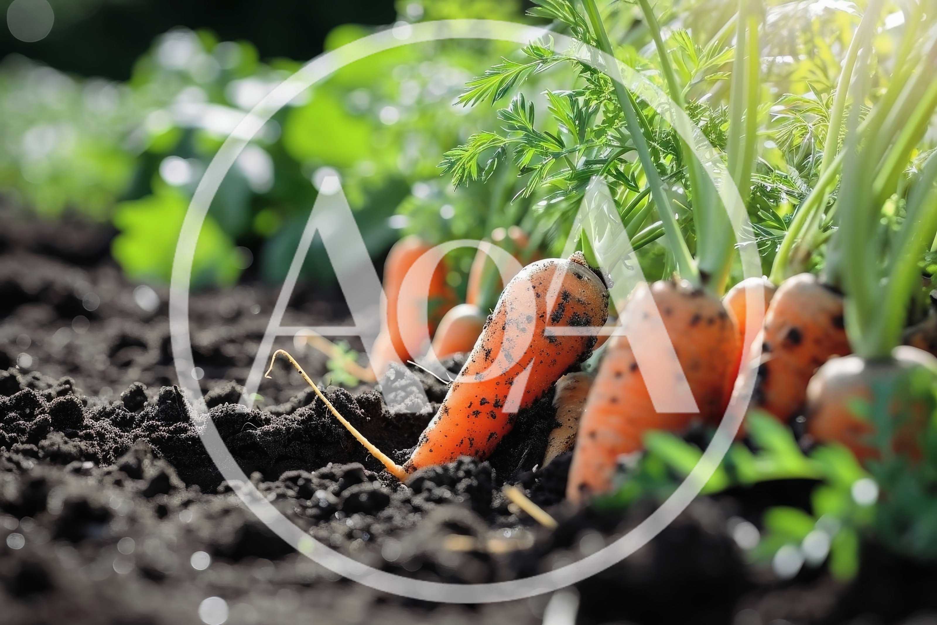 Fresh Organic Carrots Growing In Fertile Garden Soil