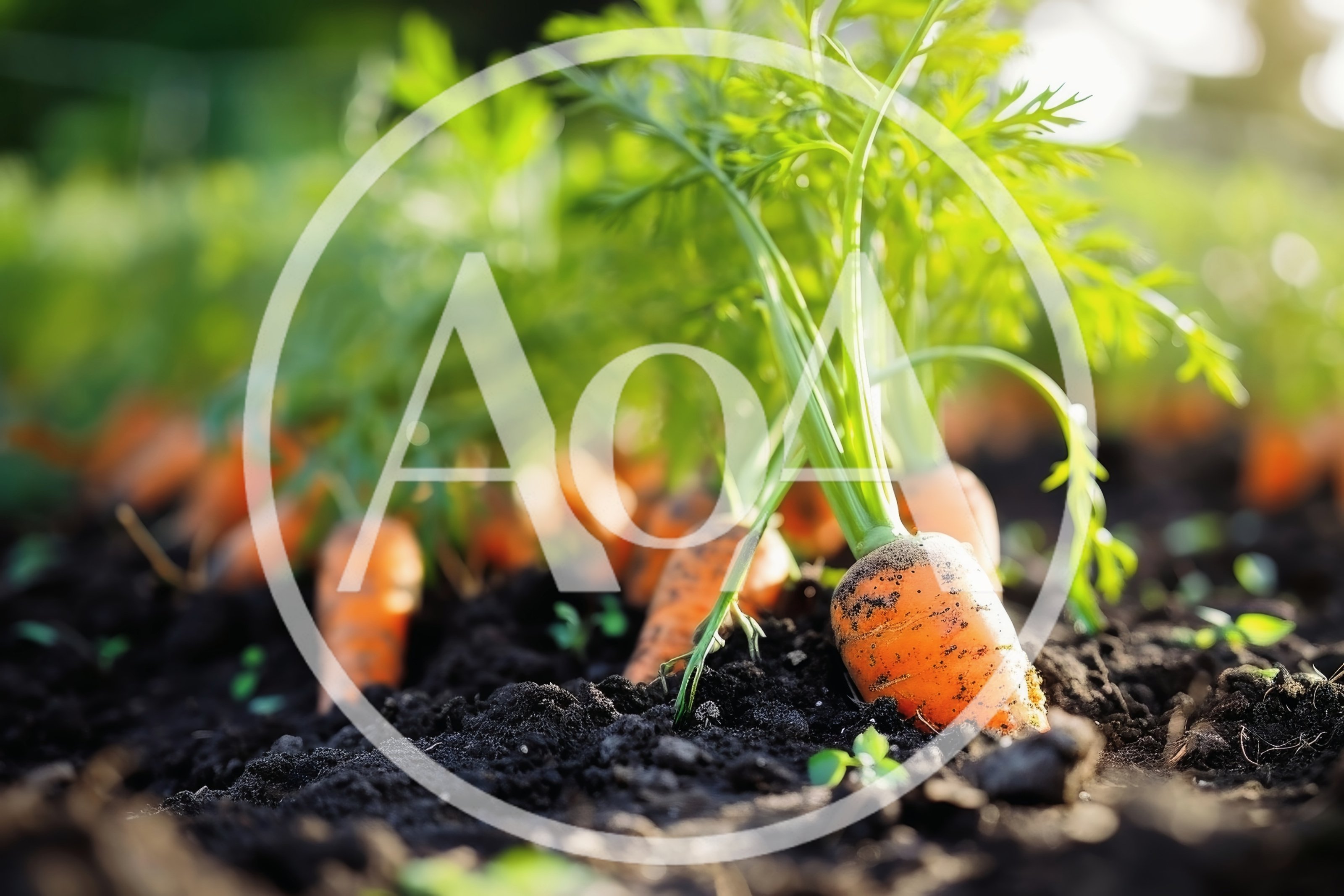 Fresh Organic Carrots Growing in Fertile Garden Soil