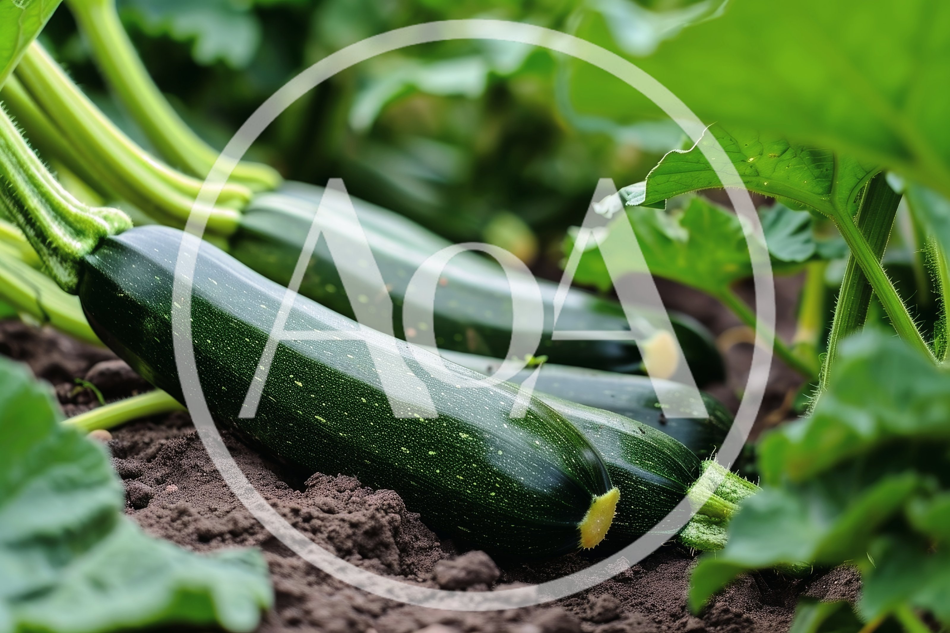 Fresh Zucchini Growing In A Garden Soil