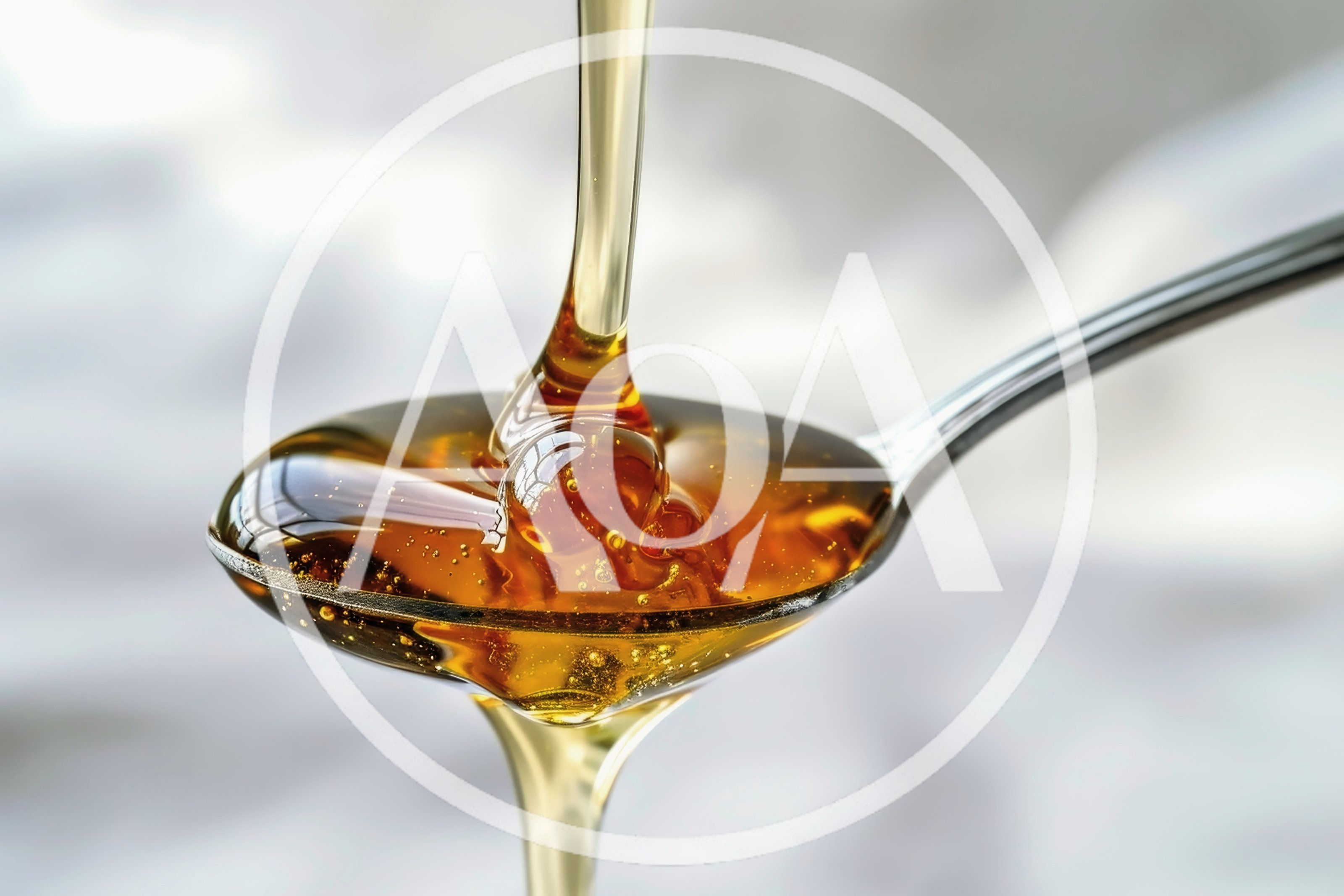 Golden Honey Pouring Onto A Silver Spoon
