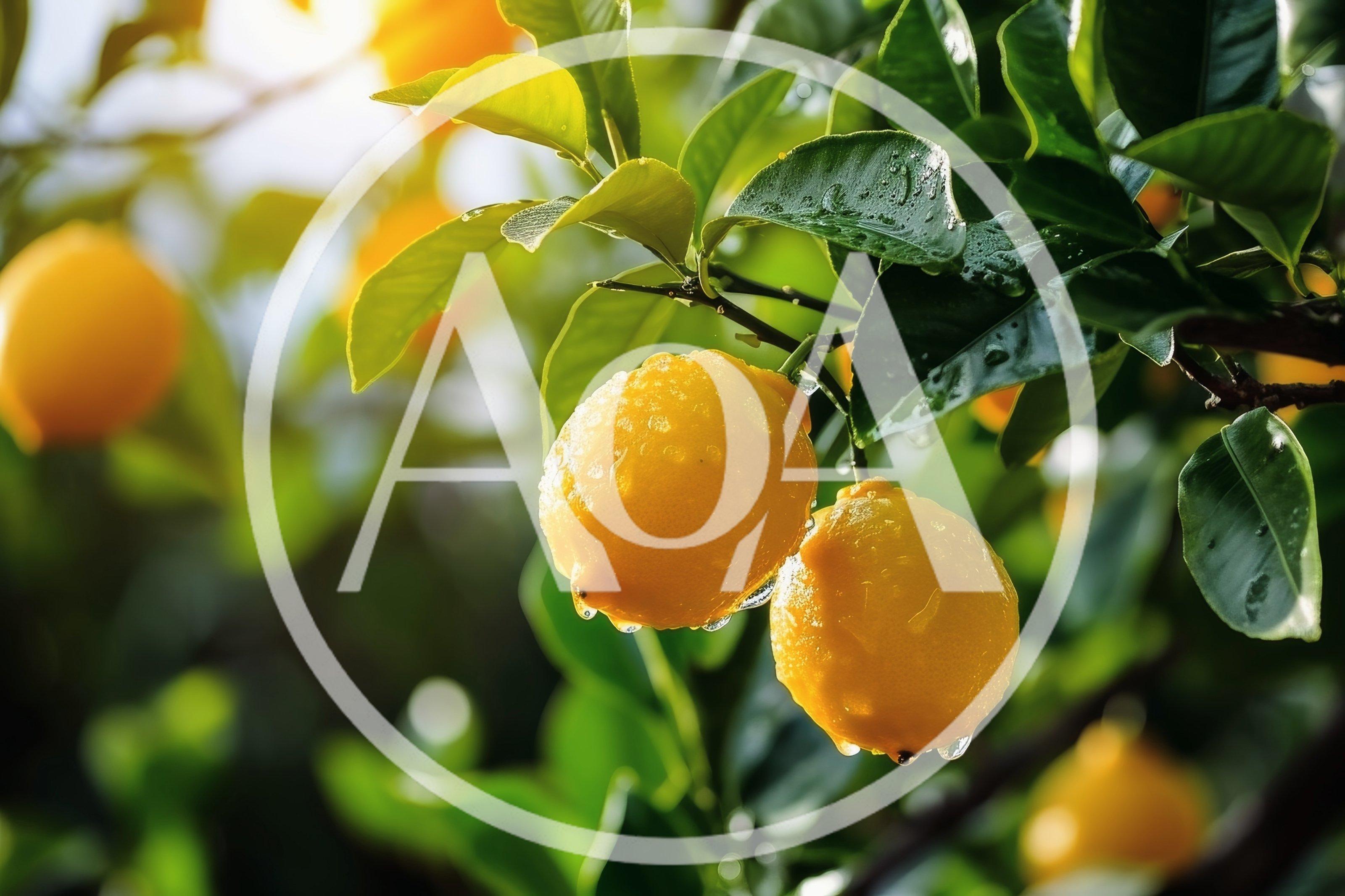 Fresh Lemons Hanging On A Tree Branch