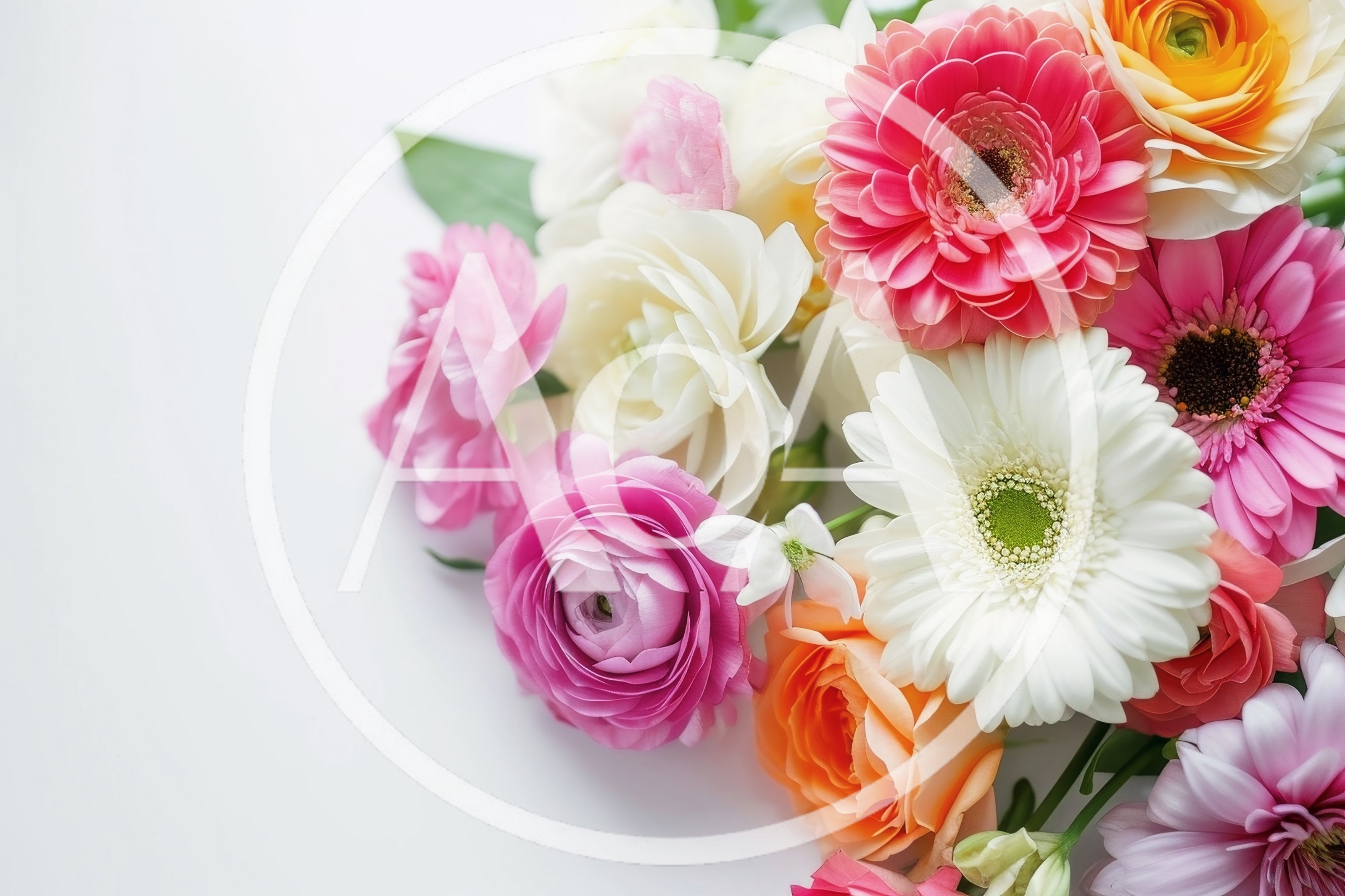 Colorful Spring Flower Bouquet On White Background