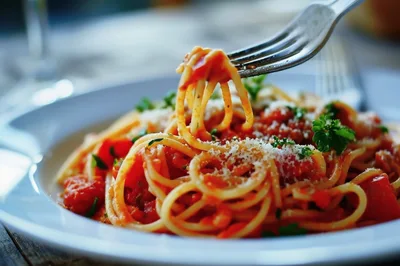 Fork Twirling Spaghetti With Tomato Sauce