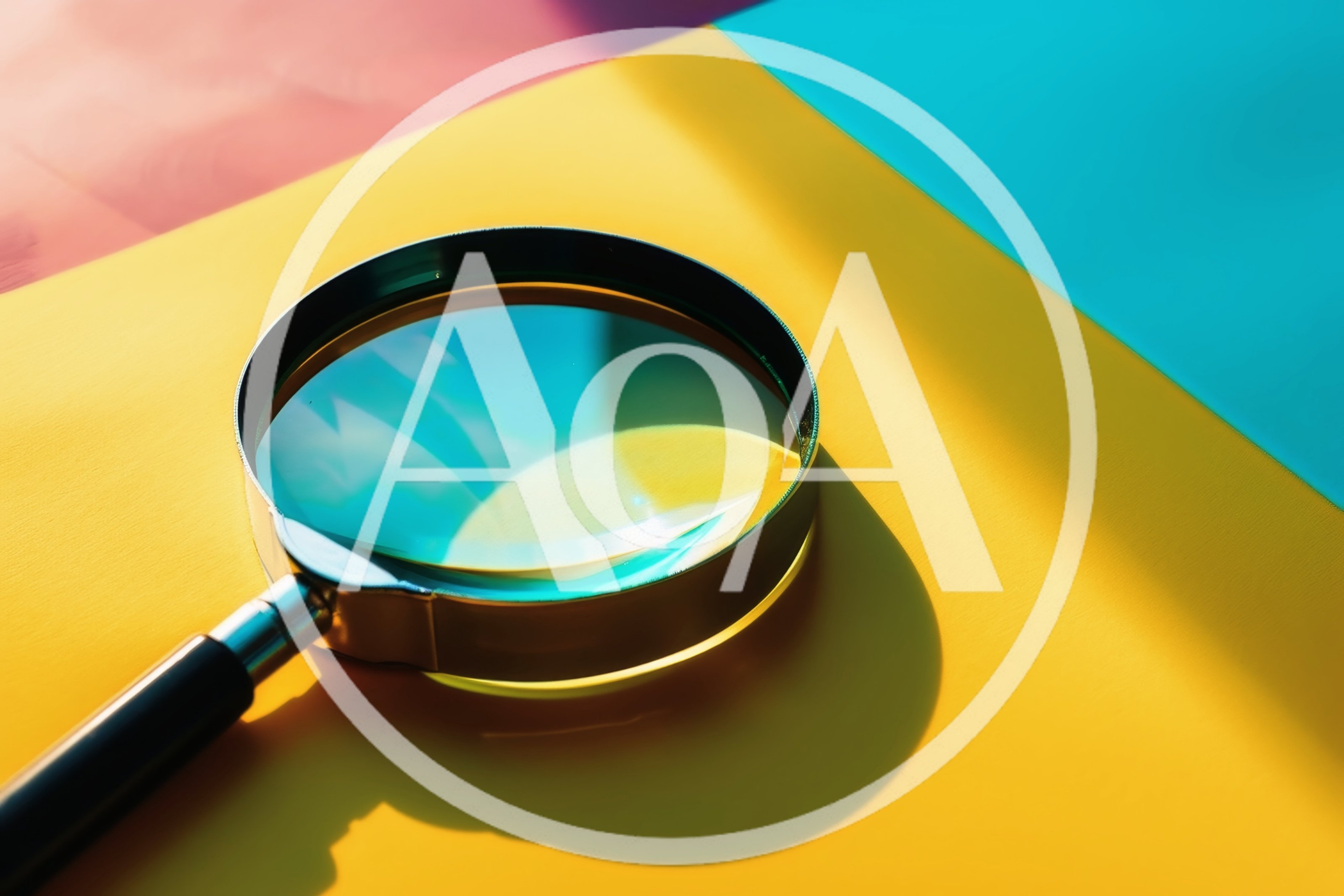 Magnifying Glass Resting On Colorful Geometric Background